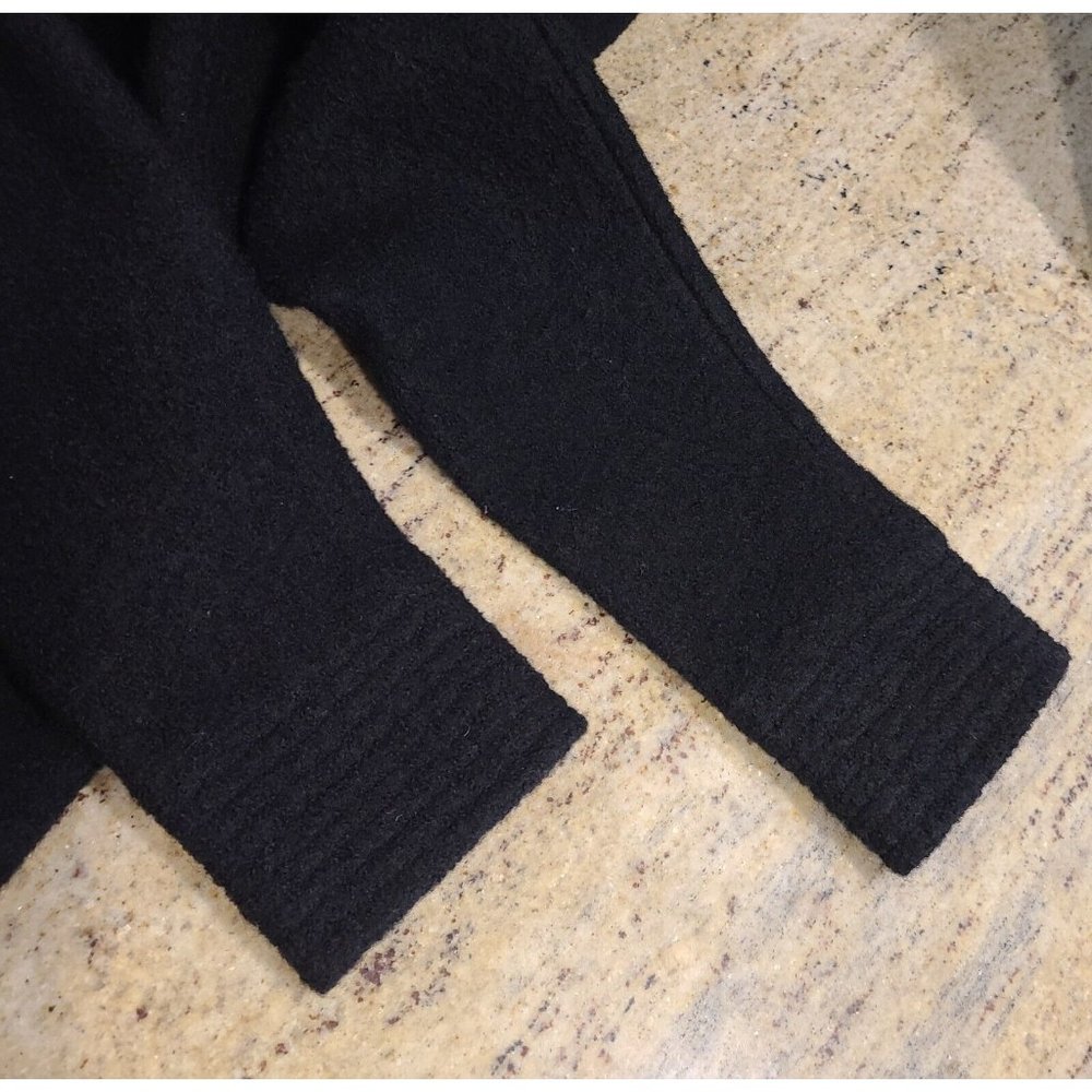 VINTAGE Paraphrase Sweater Women Sz M Wool V Neck Knit Black Collared Ribbed - Picture 13 of 15